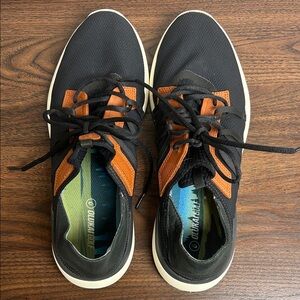 OluKai Men's Black Golfing Shoes with Brown Accents